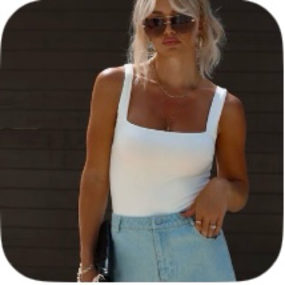 Brand New Vici White Square Neck Bodysuit